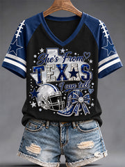 Women's Football Gameday Gift For Football Fans Casual V-Neck Tee