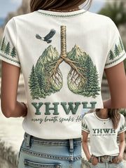 Women's Floral Faith Jesus Lover YHWH Printed T-Shirt
