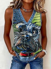 Women's Dog Art Printed Vest