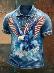 Men's Independence Day Animal Embroidery Print Short-Sleeve T-Shirt