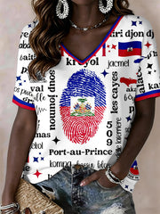 Women's Haiti V-Neck T-Shirt
