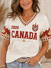 Women's Gift For Football Fans Print Casual V-Neck Tee
