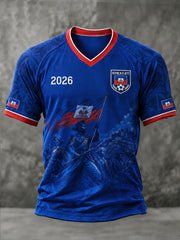 Men's Haiti Soccer V-Neck T-Shirts