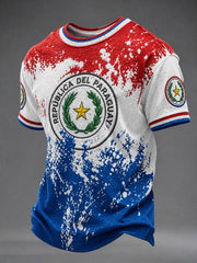 Men's Paraguay Football Fan Gift Art Print Casual Short Sleeve T-shirt