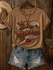 Women's Baby I'm A Wildcard Printed Casual T-Shirt