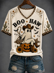 Women's Halloween Western Style Printed V-neck T-shirt