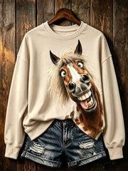 Women's Horse Print Regular Sweatshirt