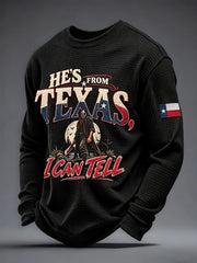 Men's Texas Halloween Print Waffle Sweatshirt