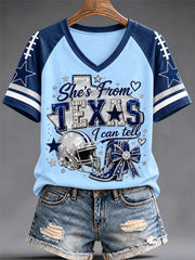 Women's Football Gameday Gift For Football Fans Casual V-Neck Tee
