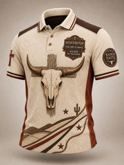 Men's Faith Over Fear Western Bull Skull Shirt
