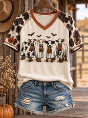 Women's Western Halloween Art Printed T-shirt