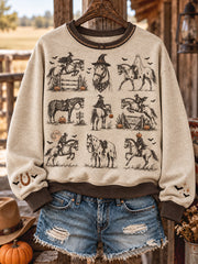 Women's Western Halloween Art Printed Sweatshirt