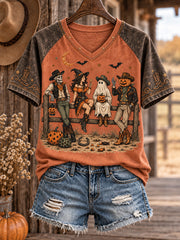 Women's Western Halloween Art Printed T-shirt