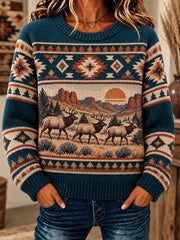 Women's Cozy Knit Western Sweater
