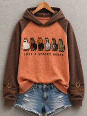 Women's Western Halloween Horses Art Printed Hooide