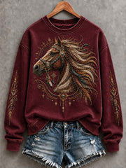 Women's Western Horse Printed Sweatshirt