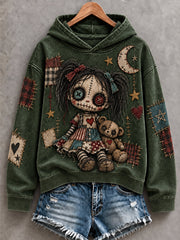Women's Halloween Art Patchwork Print Casual Hoodie