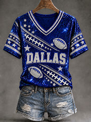 Women's Cowboys Football Fans Lovers Gameday Casual Short-Sleeved T-Shirt