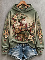 Women's Western Santa Claus Print Hoodies