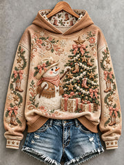 Women's Western-style Christmas snowman print hoodies