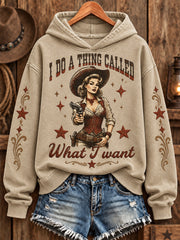 Women's I Do A Thing Called What I Want Print Casual Off-Shoulder Sweatshirt