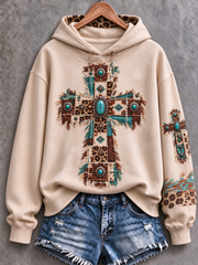 Women's Western Faith Cross Printed Regular Sweatshirt