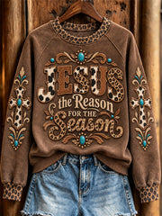 Women's Jesus the Reason for the Season Christmas Western Cross Print Sweatshirt