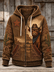 Women's Western Highland Cattle Zip-Up Hoodie