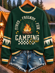 Women's Camping Print Sweatshirt