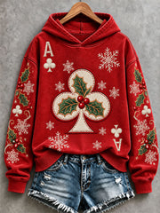 Women's Christmas Reindeer & Jester Playing Card Hoodies