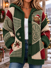 Women's Christmas Printed Long Coat