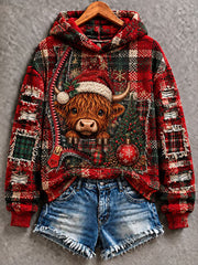 Women's Highland Cow Christmas Print Regular Sweatshirt