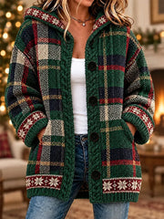 Women's Christmas Printed Long Coat