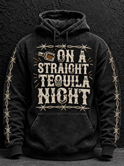 Men's Straight Tequila Night Print Oversized Drop-Shoulder Hoodie With Pockets