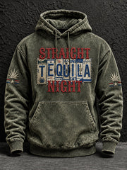 Men's Straight Tequila Night Print Oversized Drop-Shoulder Hoodie