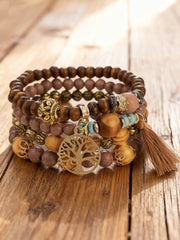 Women's Viking Tree of Life Bohemian Multi-Layer Wooden Bead Bracelet