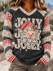 Women's Santa Claus V-neck T-shirts