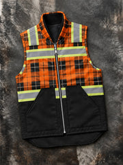 Men's Outdoor Plaid-Panel Work Print Coat