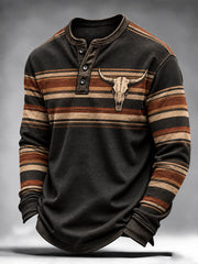 Men's Western Vintage Print Long Sleeve T-Shirt
