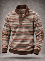 Men's Western Vintage Print Four-button Hoodie