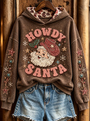 Women's Vintage Western-Style Christmas Pattern Casual Hoodie