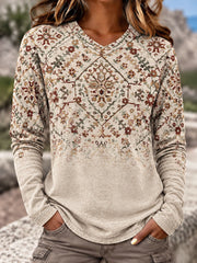Women's Western Style Art Print V-Neck T-Shirts