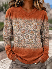 Women's Western Style Art Print V-Neck T-Shirts