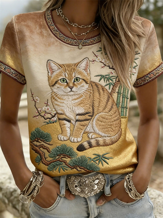 Women's Cat Casual Short-Sleeve T-Shirts