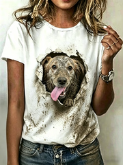 Women's Dog Art  Printed short-sleeved T-shirt