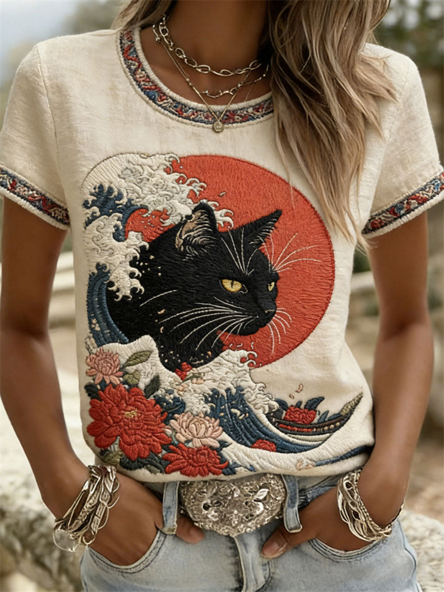 Women's Cat Casual Short-Sleeve T-Shirts