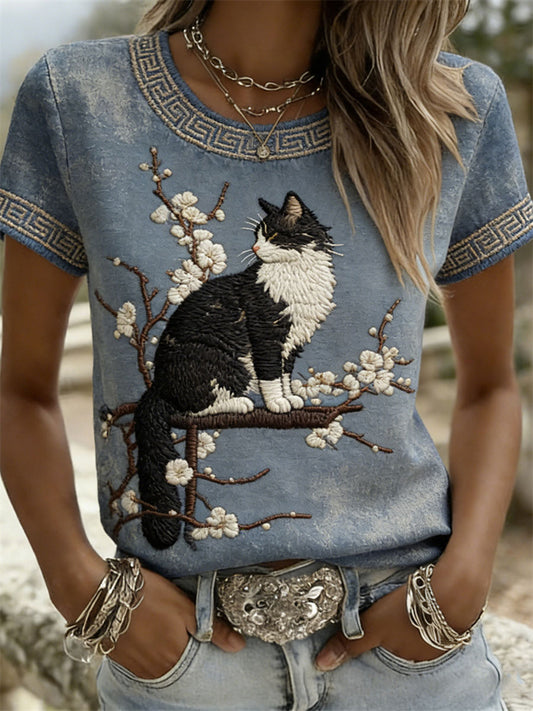 Women's Cat Casual Short-Sleeve T-Shirts