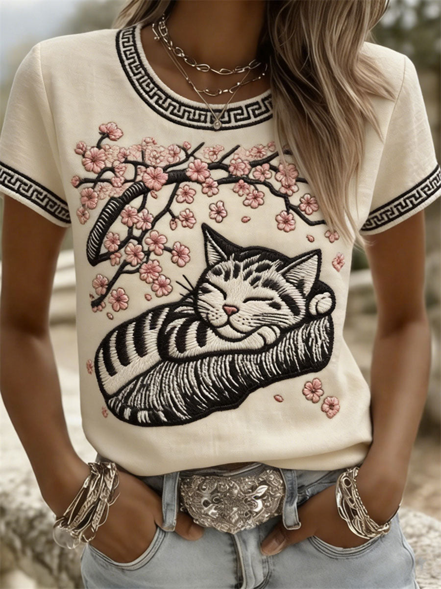 Women's Cat Casual Short-Sleeve T-Shirts