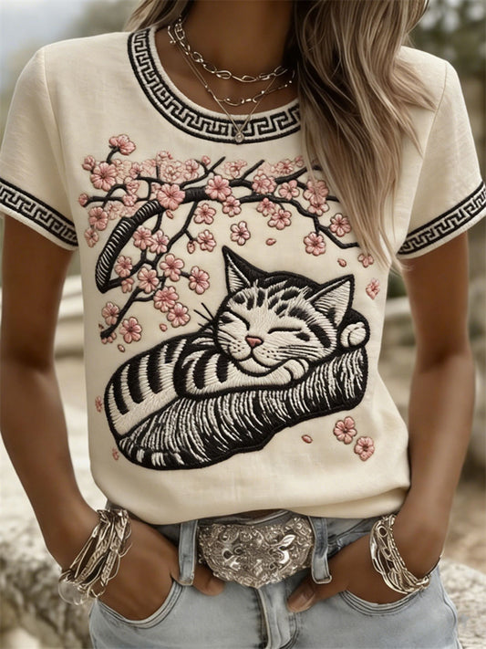 Women's Cat Casual Short-Sleeve T-Shirts