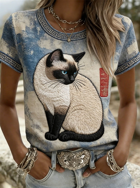 Women's Cat Casual Short-Sleeve T-Shirts